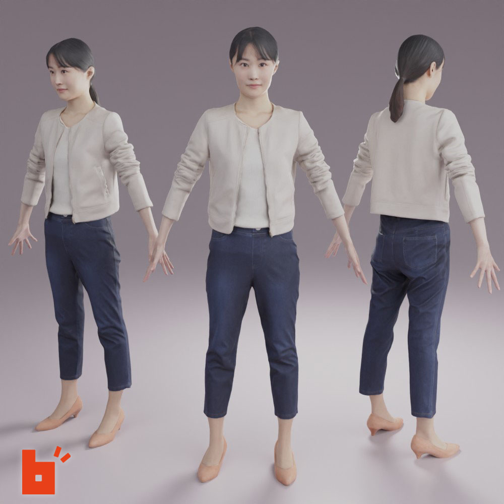 【3D人物】3Dモデル女性・Aポーズ・174_Hina