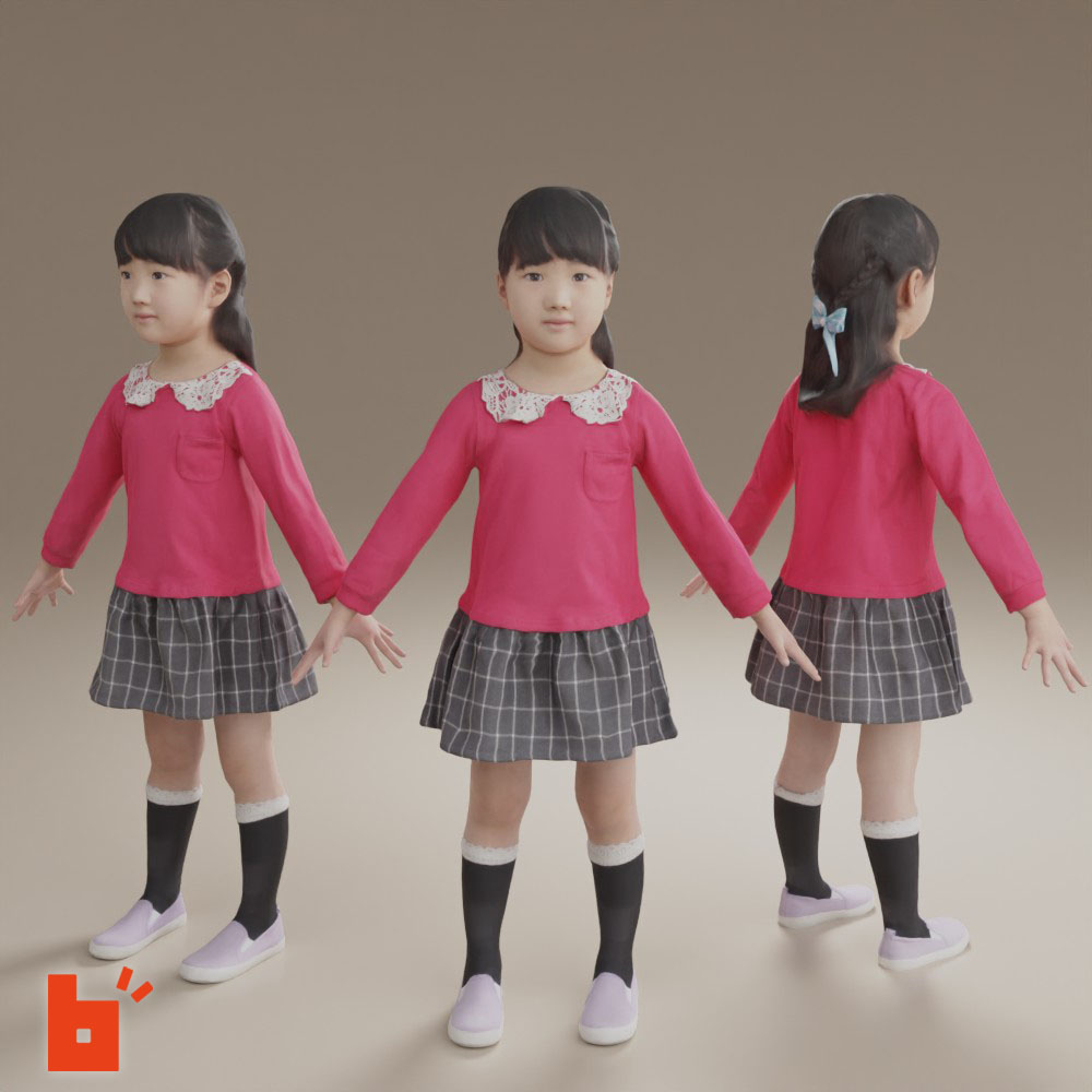 【3D人物】3Dモデル女性・Aポーズ・241_Emi