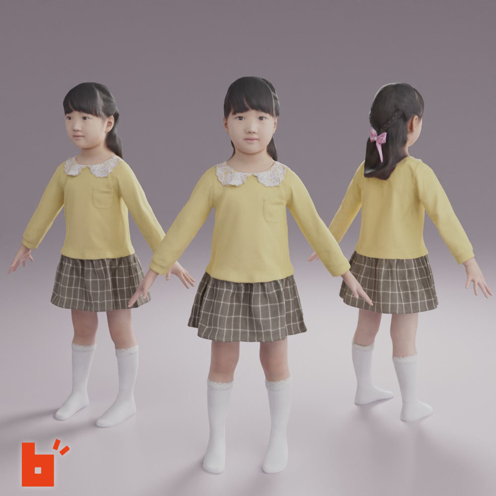 【3D人物】3Dモデル女性・Aポーズ・241_Emi