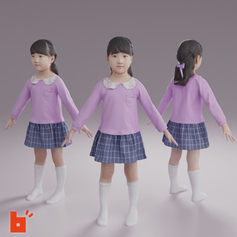【3D人物】3Dモデル女性・Aポーズ・241_Emi-K