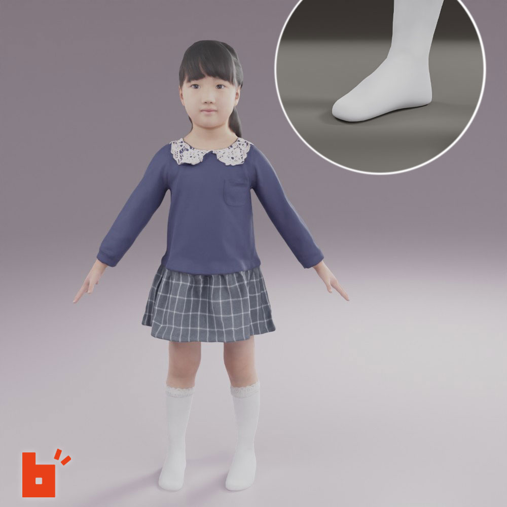 【3D人物】3Dモデル女性・Aポーズ・241_Emi-K