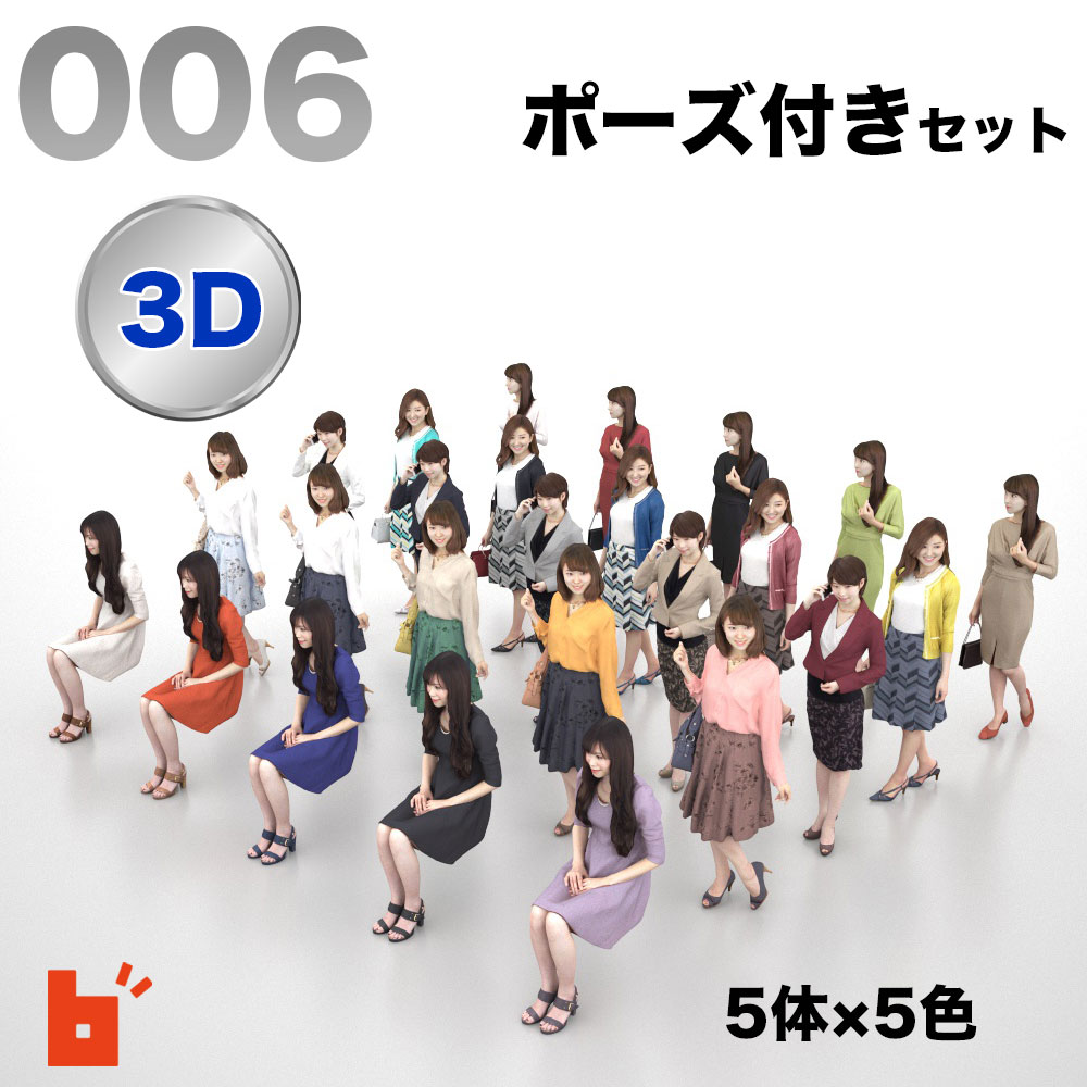 【3D人物】3Dモデルセット・ポーズ付き・POSED-006