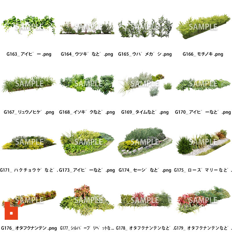 【樹木素材】ガーデン庭木素材　寄せ植え  35点  G30_09