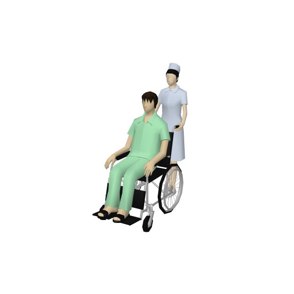 車椅子 男性と看護師