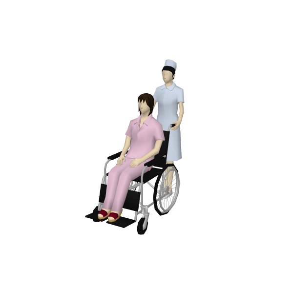 車椅子女性と看護師